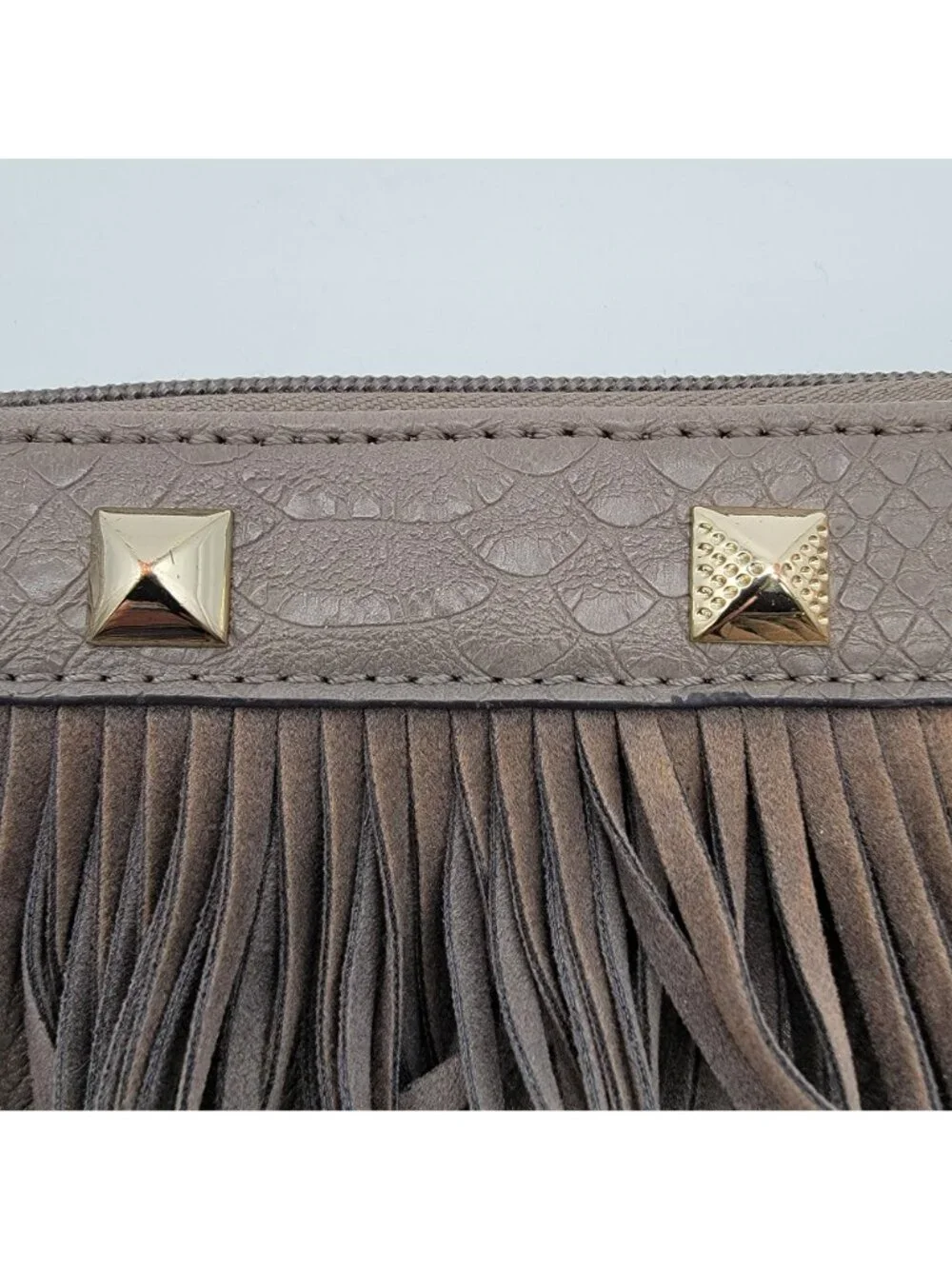 J Lo By Jennifer Lopez Gray Satchel Fringe Purse